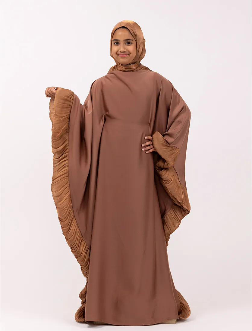 Rust Girls Organza Trim Kaftan